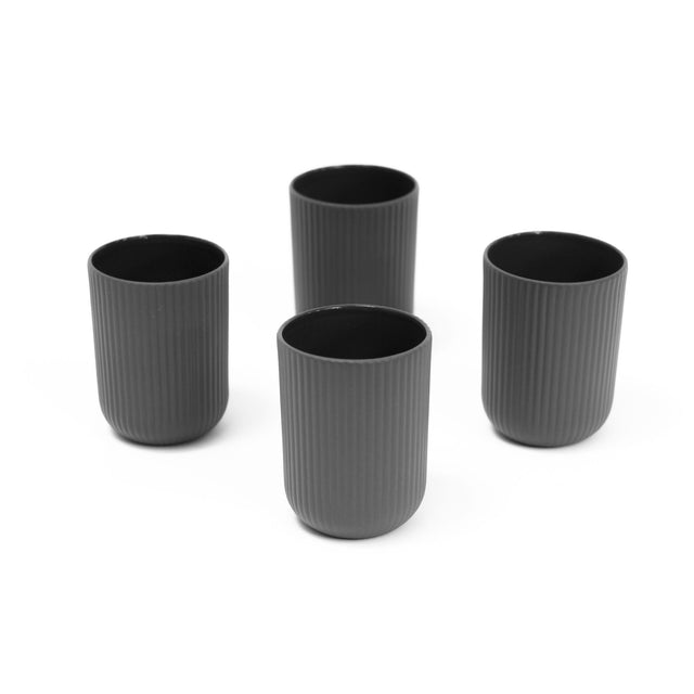 Design Kaffeetassen 4er Set - Becher, Gefäße, 150 ml, dunkel grau & weiß
