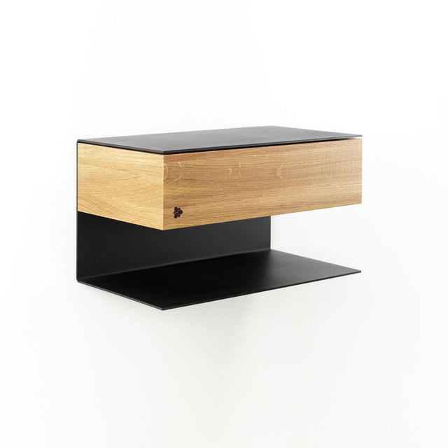 Float - Nachttisch, Wandkonsole, schwarz & weiß aus Metall und Holz